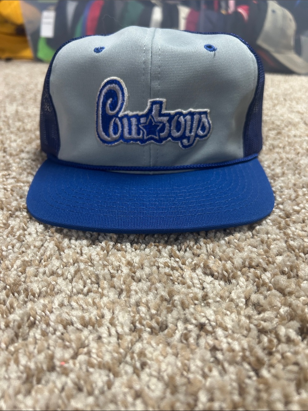 NFL Cowboys Light Gray and Royal Blue Trucker Hat vintage